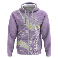 Polynesian Vintage Floral Zip Hoodie Lavender Motifs - Polynesian Pride