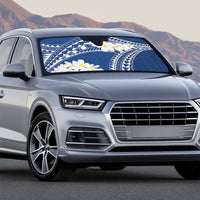 Polynesian Vintage Floral Auto Sun Shade Navy Blue Motifs - Polynesian Pride