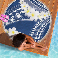 Polynesian Vintage Floral Beach Blanket Navy Blue Motifs - Polynesian Pride
