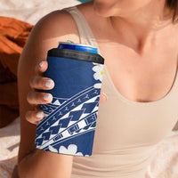Polynesian Vintage Floral 4 in 1 Can Cooler Tumbler Navy Blue Motifs - Polynesian Pride