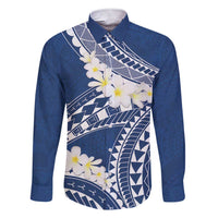 Polynesian Vintage Floral Family Matching Short Sleeve Bodycon Dress and Hawaiian Shirt Navy Blue Motifs LT7 Dad's Shirt - Long Sleeve Navy Blue - Polynesian Pride