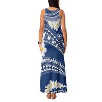 Polynesian Vintage Floral Family Matching Tank Maxi Dress and Hawaiian Shirt Navy Blue Motifs - Polynesian Pride