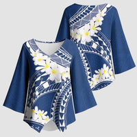 Polynesian Vintage Floral Kimono Sleeve Blouse Navy Blue Motifs - Polynesian Pride