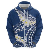 Polynesian Vintage Floral Zip Hoodie Navy Blue Motifs - Polynesian Pride