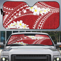 Polynesian Vintage Floral Auto Sun Shade Scarlet Motifs - Polynesian Pride