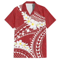 Polynesian Vintage Floral Family Matching Long Sleeve Bodycon Dress and Hawaiian Shirt Scarlet Motifs LT7 Dad's Shirt - Short Sleeve Scarlet - Polynesian Pride