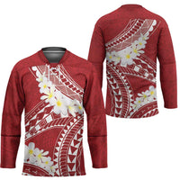 Polynesian Vintage Floral Hockey Jersey Scarlet Motifs - Polynesian Pride