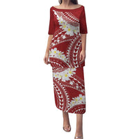 Polynesian Vintage Floral Puletasi Scarlet Motifs - Polynesian Pride