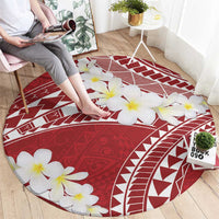 Polynesian Vintage Floral Round Carpet Scarlet Motifs - Polynesian Pride