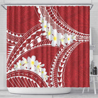 Polynesian Vintage Floral Shower Curtain Scarlet Motifs - Polynesian Pride