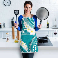 Polynesian Vintage Floral Apron Teal Motifs - Polynesian Pride