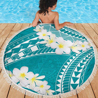 Polynesian Vintage Floral Beach Blanket Teal Motifs - Polynesian Pride