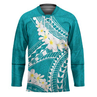 Polynesian Vintage Floral Hockey Jersey Teal Motifs - Polynesian Pride