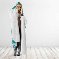 Polynesian Vintage Floral Hooded Blanket Teal Motifs - Polynesian Pride