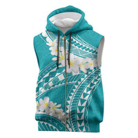 Polynesian Vintage Floral Sleeveless Zip Hoodie Teal Motifs - Polynesian Pride