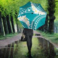 Polynesian Vintage Floral Umbrella Teal Motifs - Polynesian Pride