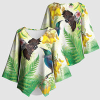 New Zealand Maori Mahuru Kimono Sleeve Blouse Tui With Pikawakawa Spring Colors LT7 - Polynesian Pride