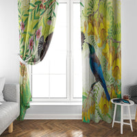New Zealand Maori Mahuru Window Curtain Tui With Pikawakawa Spring Colors LT7 - Polynesian Pride