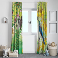 New Zealand Maori Mahuru Window Curtain Tui With Pikawakawa Spring Colors LT7 - Polynesian Pride