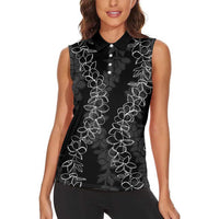 Hawaii Plumeria Lei Women Sleeveless Polo Shirt Aloha Festive Vibe