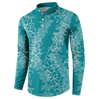 Hawaii Plumeria Lei Button Sweatshirt Aloha Festive Vibe - Teal