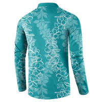 Hawaii Plumeria Lei Button Sweatshirt Aloha Festive Vibe - Teal
