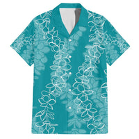 Hawaii Plumeria Lei Family Matching Tank Maxi Dress and Hawaiian Shirt Aloha Festive Vibe - Teal