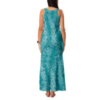 Hawaii Plumeria Lei Family Matching Tank Maxi Dress and Hawaiian Shirt Aloha Festive Vibe - Teal