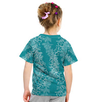 Hawaii Plumeria Lei Kid T Shirt Aloha Festive Vibe - Teal