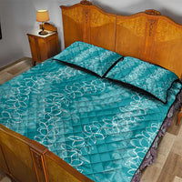 Hawaii Plumeria Lei Quilt Bed Set Aloha Festive Vibe - Teal
