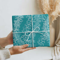 Hawaii Plumeria Lei Wrapping Paper Aloha Festive Vibe - Teal