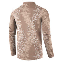 Hawaii Plumeria Lei Button Sweatshirt Aloha Festive Vibe - Beige