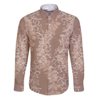 Hawaii Plumeria Lei Family Matching Short Sleeve Bodycon Dress and Hawaiian Shirt Aloha Festive Vibe - Beige