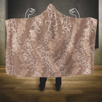 Hawaii Plumeria Lei Hooded Blanket Aloha Festive Vibe - Beige