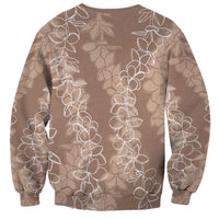 Hawaii Plumeria Lei Sweatshirt Aloha Festive Vibe - Beige