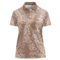 Hawaii Plumeria Lei Women Polo Shirt Aloha Festive Vibe - Beige