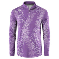 Hawaii Plumeria Lei Button Sweatshirt Aloha Festive Vibe - Violet