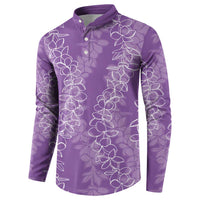 Hawaii Plumeria Lei Button Sweatshirt Aloha Festive Vibe - Violet