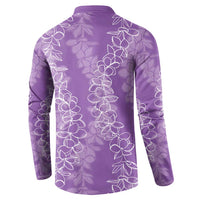 Hawaii Plumeria Lei Button Sweatshirt Aloha Festive Vibe - Violet