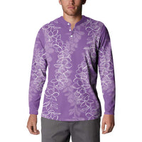 Hawaii Plumeria Lei Button Sweatshirt Aloha Festive Vibe - Violet