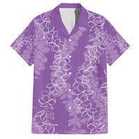 Hawaii Plumeria Lei Family Matching Long Sleeve Bodycon Dress and Hawaiian Shirt Aloha Festive Vibe - Violet