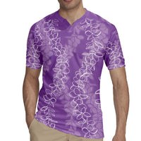 Hawaii Plumeria Lei Rugby Jersey Aloha Festive Vibe - Violet