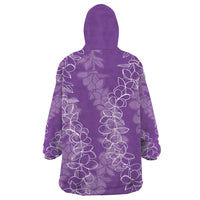 Hawaii Plumeria Lei Wearable Blanket Hoodie Aloha Festive Vibe - Violet