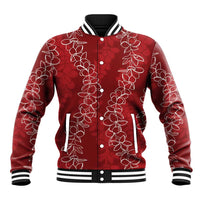 Hawaii Plumeria Lei Baseball Jacket Aloha Festive Vibe - Crimson