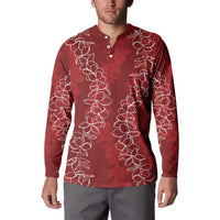 Hawaii Plumeria Lei Button Sweatshirt Aloha Festive Vibe - Crimson