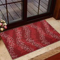 Hawaii Plumeria Lei Rubber Doormat Aloha Festive Vibe - Crimson