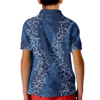 Hawaii Plumeria Lei Kid Polo Shirt Aloha Festive Vibe - Navy Blue