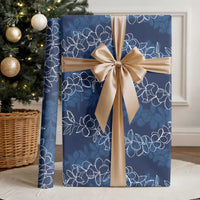 Hawaii Plumeria Lei Wrapping Paper Aloha Festive Vibe - Navy Blue