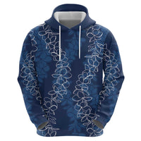 Hawaii Plumeria Lei Zip Hoodie Aloha Festive Vibe - Navy Blue