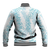 Hawaii Plumeria Lei Baseball Jacket Aloha Festive Vibe - Turquoise